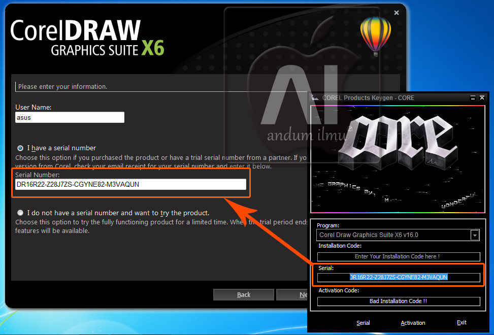 corel draw x7 activation code generator online